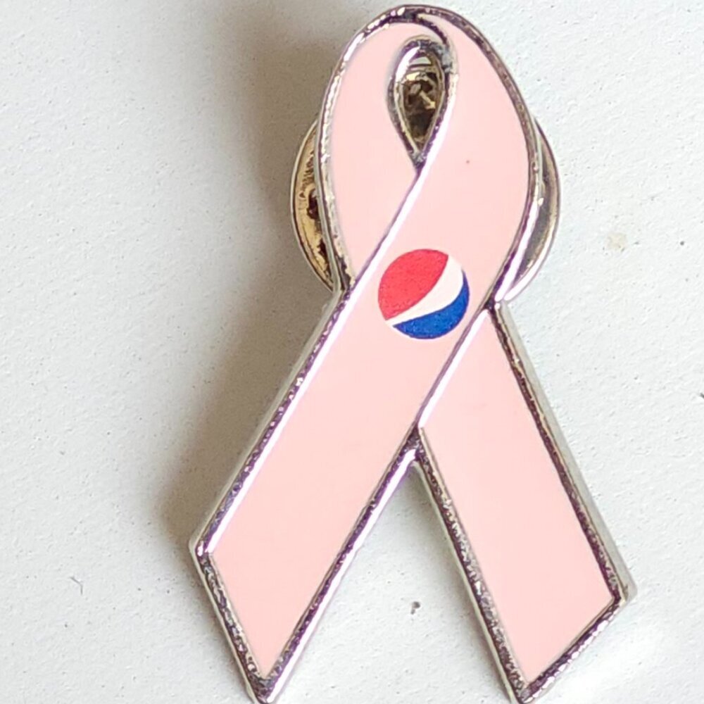 PEPSI COLA Enamel Pin Pink Cancer Ribbon Pin Official Breast Cancer Awareness